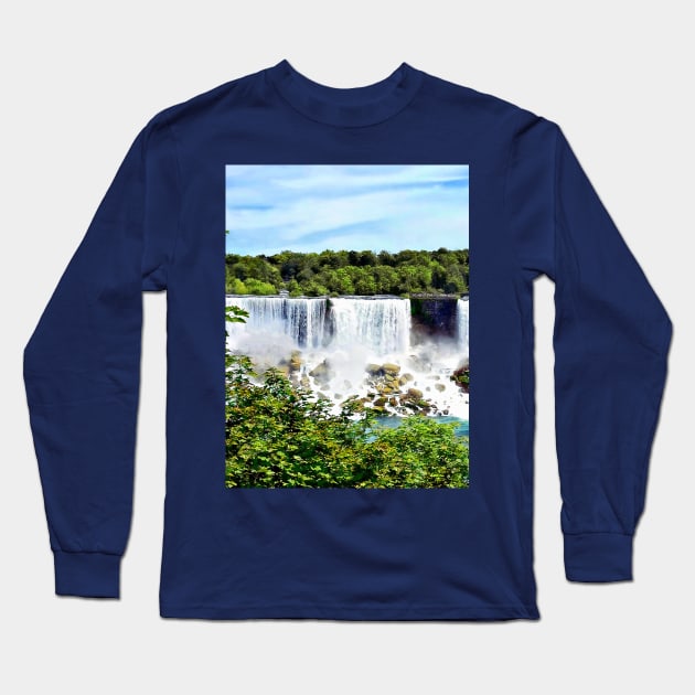 Niagara Falls NY - American Falls and Bridal Veil Falls Long Sleeve T-Shirt by SusanSavad